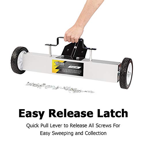 image for ROVSUN TUFFIOM 24-Inch Rolling Magnetic Pick-Up Sweeper | 30-LBS Capac