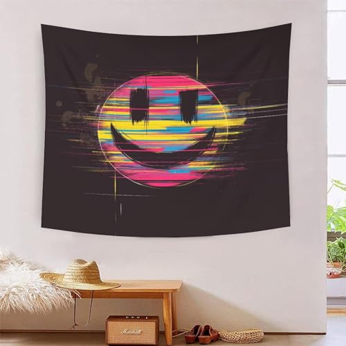 Tapisserie murale 3D effet visage souriant grand tissu de décoration