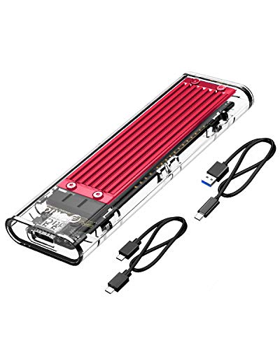 ORICO Transparent NVMe M.2 Enclosure Tool-Free USB3.1 Type-C Gen2 10Gbps to M.2 SSD Enclosure for Intel 660p/Samsung 970 EVO/Samsung970 Pro 2230/2242/2260/2280 PCIe NVMe M-Key SSD up to 2TB - Red