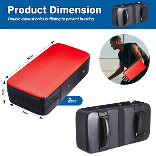 Simgoing 2 Pcs Contact Training Pad Basketball Pads for Training Blocking Pad Cushion PU Leather with Handles for Football Hockey Karate Kickboxing - Thumbnail 2