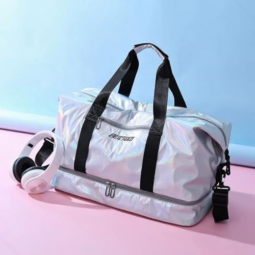 Bolsa Transversal Academia Exercícios Físicos Viagem Unissex Espaçosa Multifuncional (Prata)