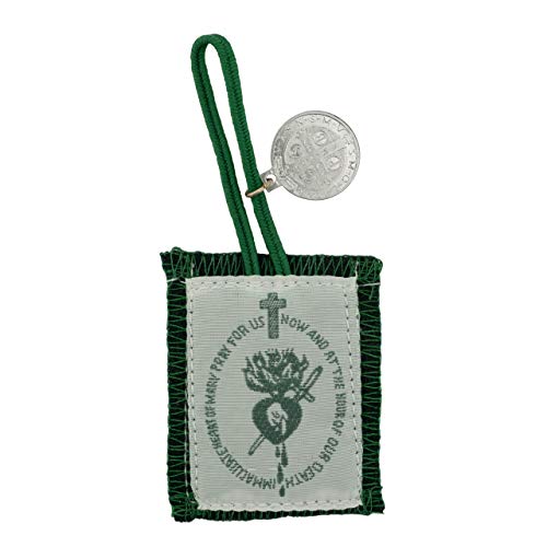 Green Scapular with Saint Benedict Medal | Immaculate Heart of Mary | for Cures, Healing, and Conversions | Great Catholic Gift2