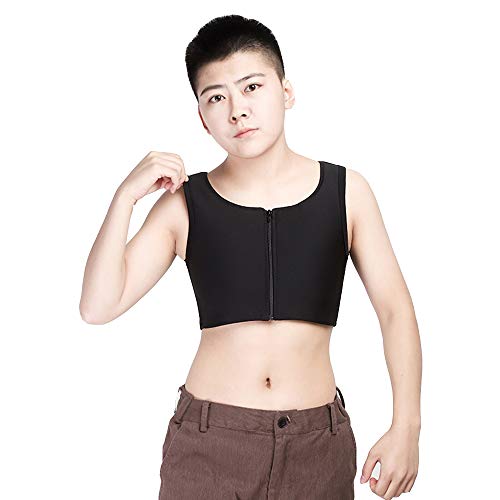 BaronHong Front Zipper Up Binder Binder Underwear pour Tomboy Trans Lesbian (Noir, XL)