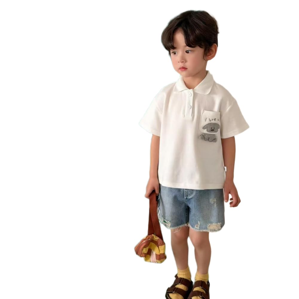 CYBHSM - Polo de manga corta para niños de verano de color liso con dibujos animados