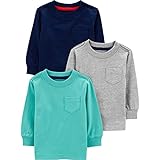 [Simple Joys by Carter's] 3枚組 シャツ 長袖 ベビー 男の子 アクアグリーン/グレー/ネイビー 61-69