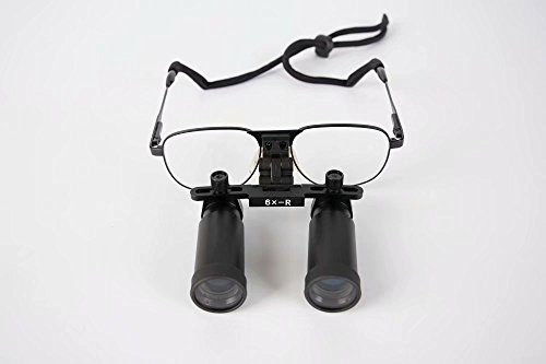 Nski Dental Medical Surgical Binocular 6.0X-R Loupe General Type For Ent/Vet Black With Metal Frame #TOP1
