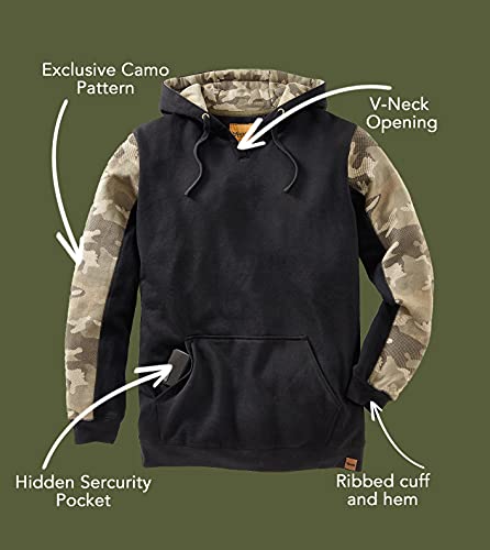 Venado Heavyweight Camo Hoodie for Men - Hidden Security Pocket | v-neck Opening2