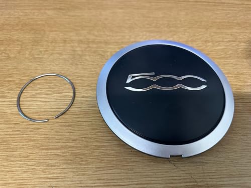 Fiat 500 Silver/Chrome Wheel Centre Hub Cap, Includes Securing Clip