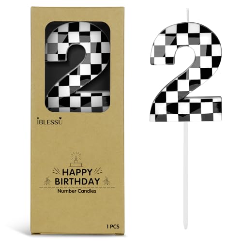 Number 2 Racing Cars Birthday Candles,2.68 Inch Black...