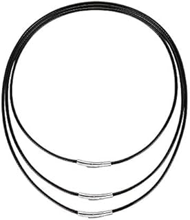 AIM Cloudbed 3PCS Leather Cord Necklace 3mm Artificial Leather Necklace Braid 316 Stainless Steel Clasp Wax Leather Chain for Men and Women (Black)