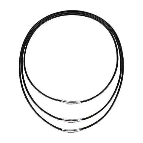 AIM Cloudbed 3PCS Leather Cord Necklace 3mm Artificial Leather Necklace Braid 316 Stainless Steel Clasp Wax Leather Chain for Men and Women (Black) Cover