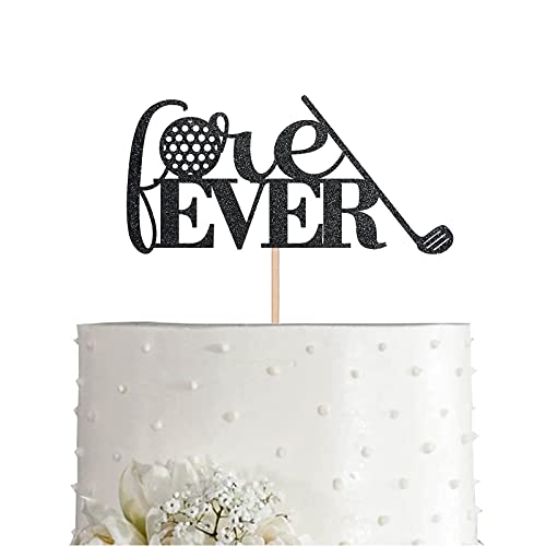 Black Forever Golf Cake Topper For Wedding, Glitter Sports Golfer Cake Topper Party Decoration #TOP20