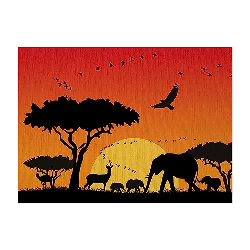 Mur impression sur toile africain coucher de soleil pour habiller un grand mur vide de salon