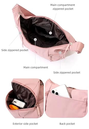 Image of WildHorn Nylon Shoulder Sling Bag for Women | Lightweight Crossbody Travel Bag with Multiple Zipper Pockets | Everyday Casual Handbag with Adjustable Strap (30 x 28 x 10 cm)