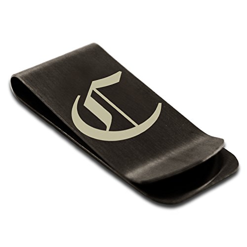 Stainless Steel Letter C Initial Old English Monogram Engraved Money Clip Credit Card Holder