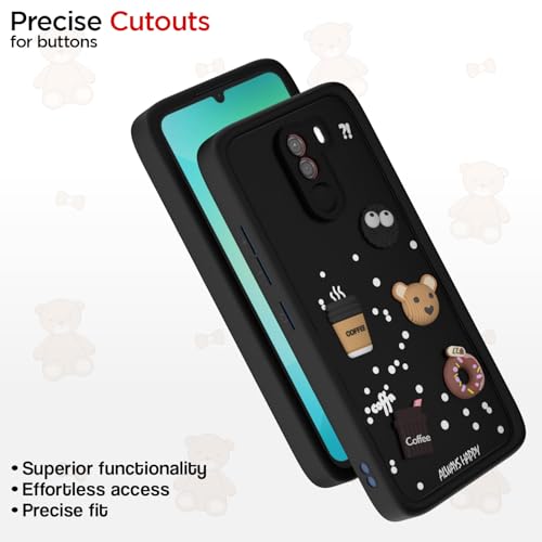 Image of Pikkme Back Cover for Poco F1 | 3D Cartoon Silicone Case Cute & Fun Full Protective Bumper Cover (Black)
