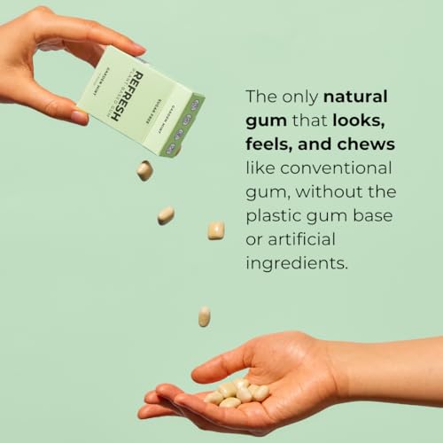 Refresh Gum, Xylitol, Natural, Sugar Free, Long Lasting, Plastic Free, Natural Flavors & Organic Ingredients, Plant-Based, Non GMO, Peppermint, Best Sellers Variety Pack, 12 Pcs, 6 Pack