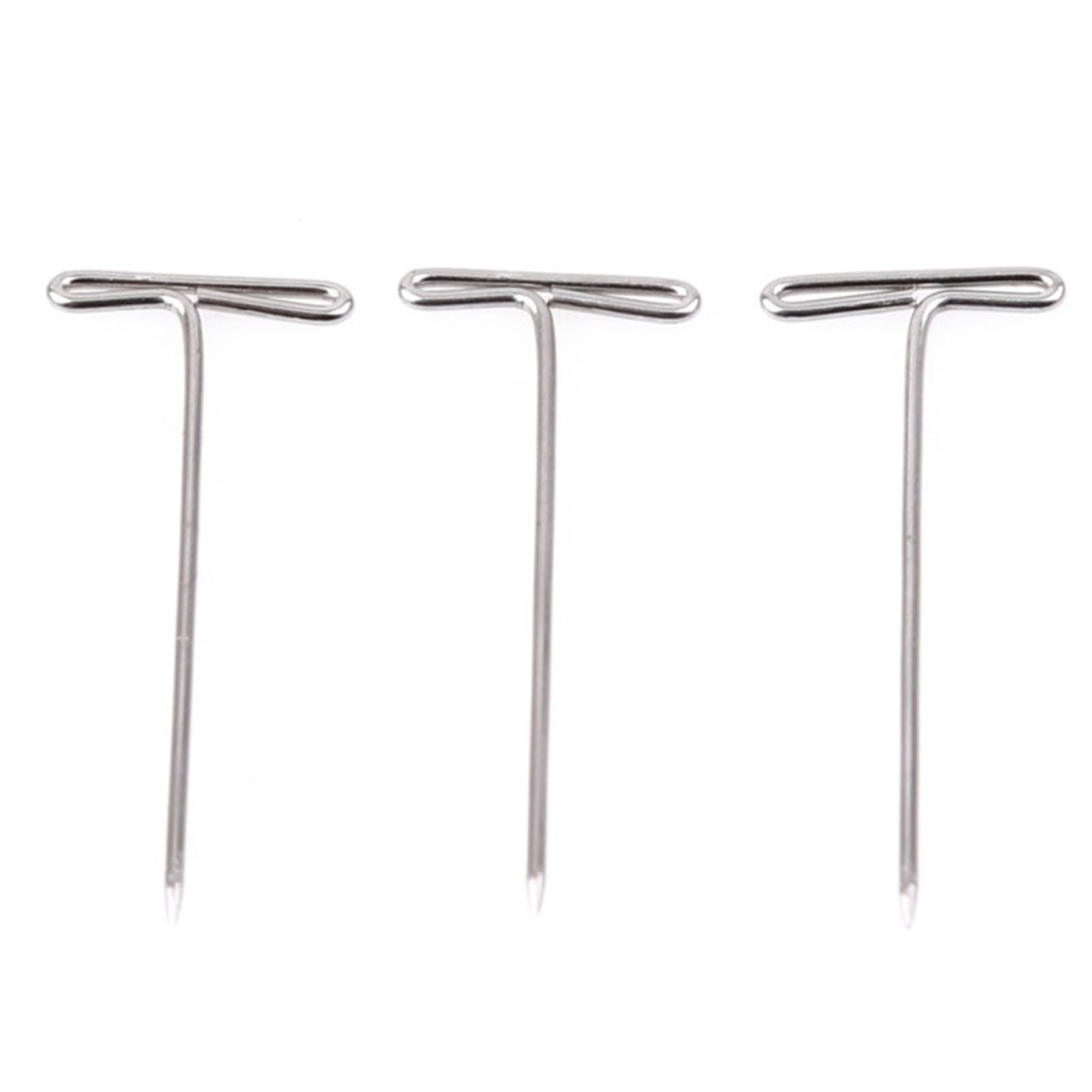 T Pins 50/100Pcs Assorted Sizes T Pin Needles 27 32 38 45 50MM Stainless Steel Pins For Wig Making Blocking Knitting Craft(100pcs-27MM)