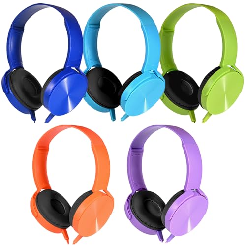 Wensdo Kids Headphones Bulk 5 Pack for School Classroom...