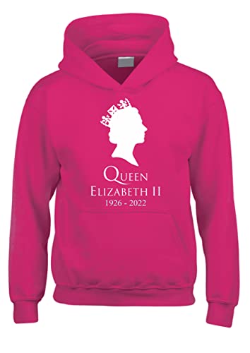 Sweat à capuche fuchsia imprimé Reine Elizabeth vêtement rose taille XL