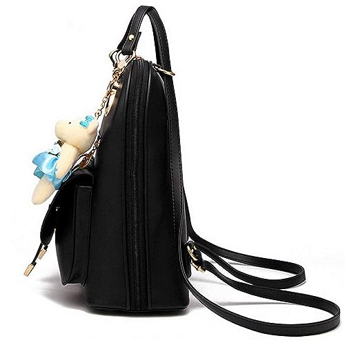 Women's Backpack Purse Pu Leather Ladies Casual Shoulder Bag School Bag for Girls-Black