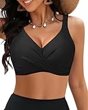 Black Women Underwire Bikini Tops - Push Up Swim Top Only Bra Padded Bathing Suit Top 2025 Swimsuit Tops M