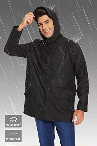 Fahsyee Rain Jacket Men Waterproof - Mens Raincoat Lightweight Coat With Hood Long Breathable Windbreaker Trench3