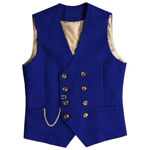 Men's Retro V-Neck Double Breasted Suit Vest Wedding Business Casual Solid Color Vest2