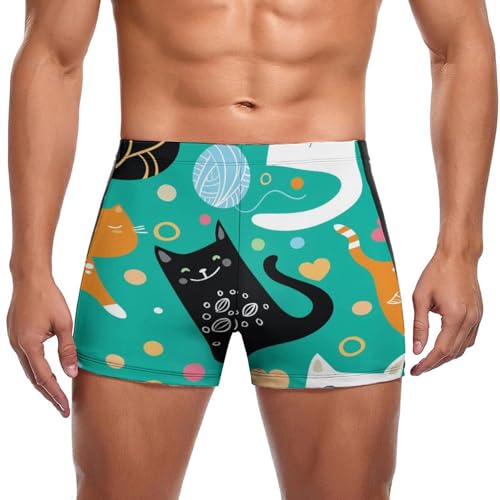 Slip de bain pour homme chaton vert et noir boxer confortable
