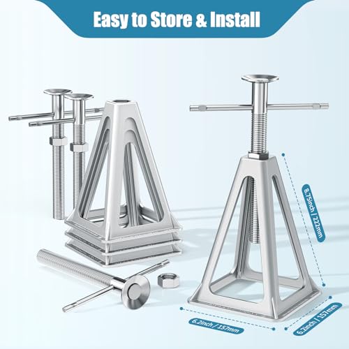 PAULINN RV Stabilizer Jacks 4 Pack, Heavy Duty Aluminum Jack Stands for Travel Trailer Camper, Single Screw Jack Support up to 6000 Lbs, Adjustable from 11 inch to 17 inch