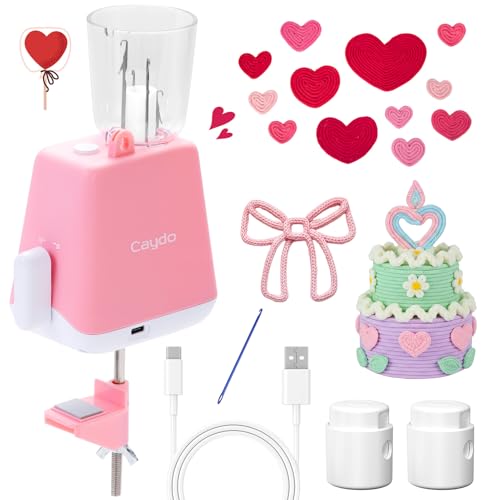 Caydo i Cord Knitting Machine, Electric iCord Maker with Adequate Tension, i-Cord Knitter Automatic Knitting Yarns to i-Cords, Efficiently DIY Tool, Ideal Valentine's Day Gift for Crocheters&Knitters