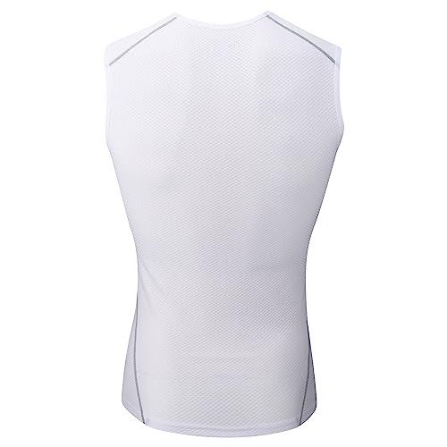Bpbtti Men's Cycling Base Layer Sleeveless Jersey Bike Undershirt Summer Bike Tank Top Sports Vest Breathable White M #TOP1