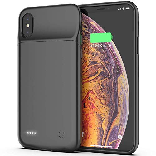 BioRing Premium Full Protection Battery Case Compatible with iPhone XR with 4000mAh 150% Extra Battery Power Light Weight Thin Power Case Comfortable Slim Protective Charger Case (Black, iPhone XR)