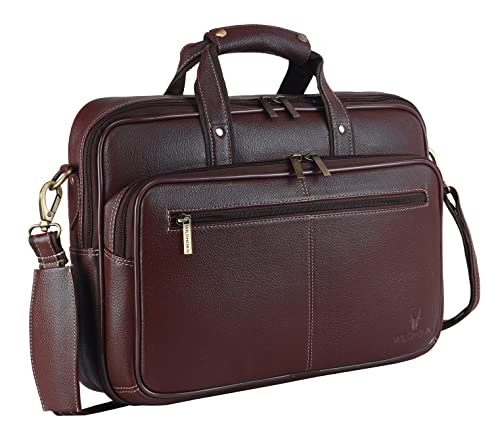 Image of WildHorn Classic Leather 15 inch Laptop Messenger Bag for Men I Office Bags I Travel Bags I Carry Handles with Adjustable Strap I DIMENSION: L- 15.5 inch H-11.5 inch W- 3.5 inch