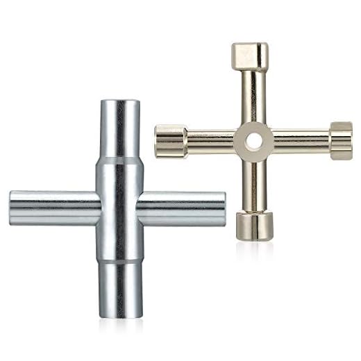Mudder 4 Way Sillcock Key Plated Steel Water Keys with 4 Way Utility Gas Meter Keys Faucet Wrench Tool for Opening and Closing Sillcock or Spigots (Silver)