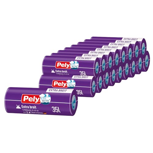 Pely Zugband M&uuml;llbeutel Anti Geruch 35 Liter extra breit - Vorteilspack 19 x 14 St&uuml;ck, f&uuml;r die Entsorgung von Restm&uuml;ll