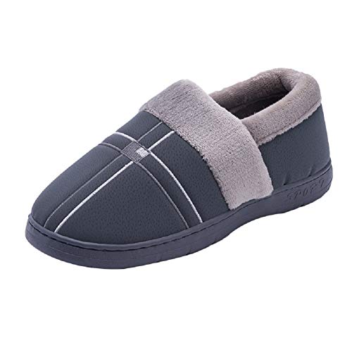 GPFDM Zapatillas De Casa De Invierno para Mujer Calientes Zapatillas De Algodón Suave Antideslizante Plano Confinamiento Zapatos De Algodón para Damas Y Hombres,Gray,40~41