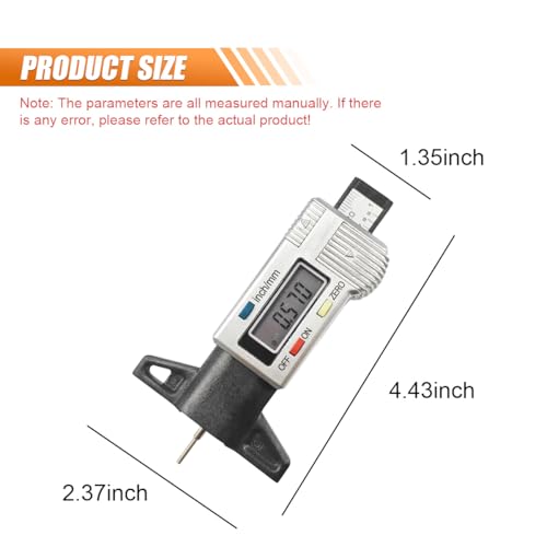 Image of ZIMISI LCD Display Tire Tread Depth Gauge, Digital Tire Depth Gauge with Inch /MM Conversion of 0-1 Inches, Tread Checker Tester Measuring Gauge Tool for Car Motorcycle Truck SUV (Silver)