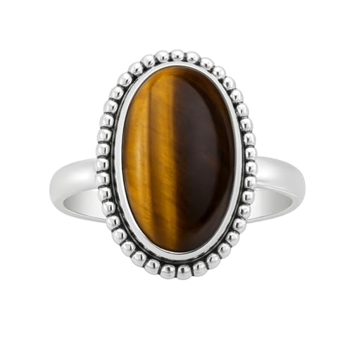 Bague œil de tigre en argent 925 cadeau d'anniversaire femme taille 59