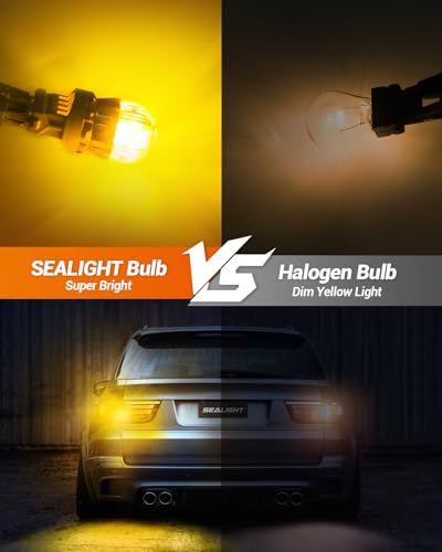 SEALIGHT 7440 7443 LED Bulb Amber Yellow Turn Signal Lights, 7441 7444 T20 W21W LED Bulb with Resistor Super Bright 360° Light 3020SMD with HD Projector 3000 Lumens for Tail Parking Lights, Pack of 2 - Image 4