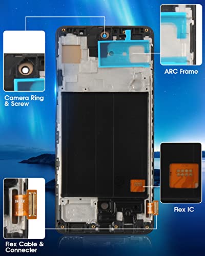 Display for Samsung Galaxy A51 LCD Display for Galaxy A51 LCD Screen A515F SM-A515F/DS Digitizer Assembly Replacement Glass Touch Screen with Repair Tool Kit (6.5 Inches, Black with Frame)