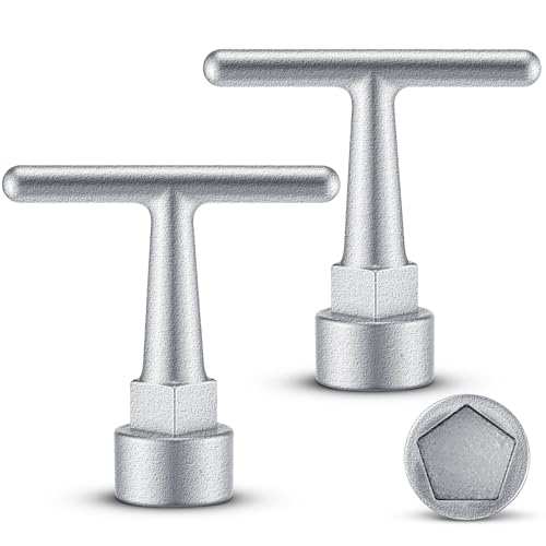 Image of Enhon Curb Box Wrench for Pentagon Curb Boxes, Water Meter Wrench for Penta Socket, T Handle Penta Tool, Water Valve Shut Off Tool (2 Pack,Silver)