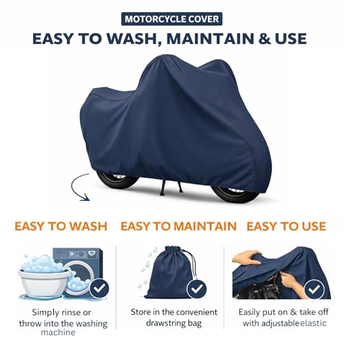 Image of 100% Waterproof Pulsar 150 Bike Cover | Polyester Body Cover for Rain & Sun | UV Protection, Dustproof, Scratch Resistant, Windproof, Heat Resistant, Vehicle Specific Fit (Blue)