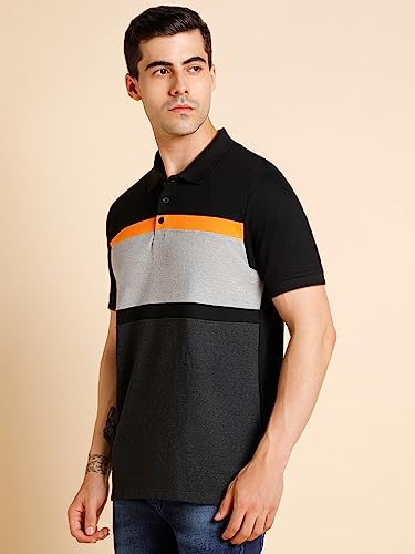 Image of Dennis Lingo Men's Slim fit Colorblocked Cotton Polo T-Shirt