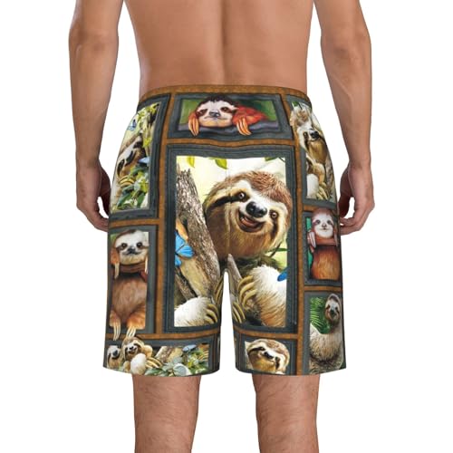 3D Sloth Mens Swim Trunks Quick Dry Casual Lightweight Drawstring Board Shorts with Pockets Cool Mesh Lining3