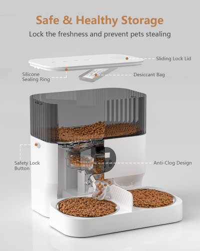 Espelho Elevated Automatic Cat Feeders For 2 Cats, 5L Timed Cat Food Dispenser With 2-Way Splitter & 2 Stainless Steel Bowls Programmable Pet Feeder For Cats & Dogs 10S Voice Recorder #TOP4