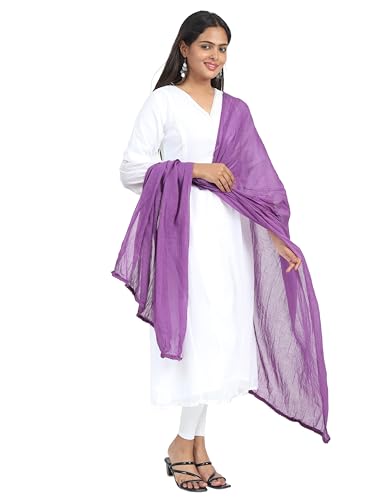 Image of Miraan Solid Pure Cotton Dupatta with Pom Pom Border, 2.25 meters length (DUPCOTTON)