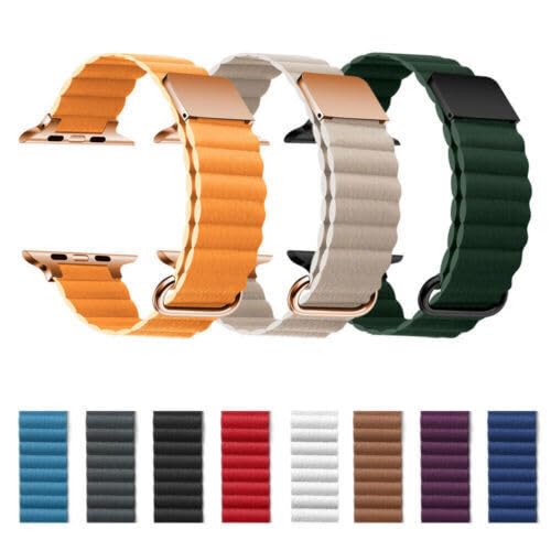 Bracelet magnétique en cuir bleu pour iWatch protégeant contre les rayures avec son étui intégral - 2