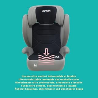 NANIA Bogota, Seggiolino auto 2 in 1, isofix, i-Size, Gruppo 2/3, 100-150 cm, da 4 a 12 anni, protezione laterale, Poggiatesta a 9 Livelli, Fissaggio Isofix o cintura,non reclinabile