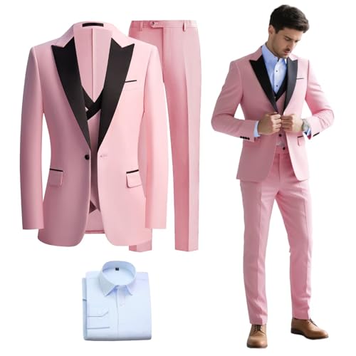 Mens Suits Classic fit 4 Piece Prom Suits for Men Single Button for Men Suit for Wedding Prom Dinner Party